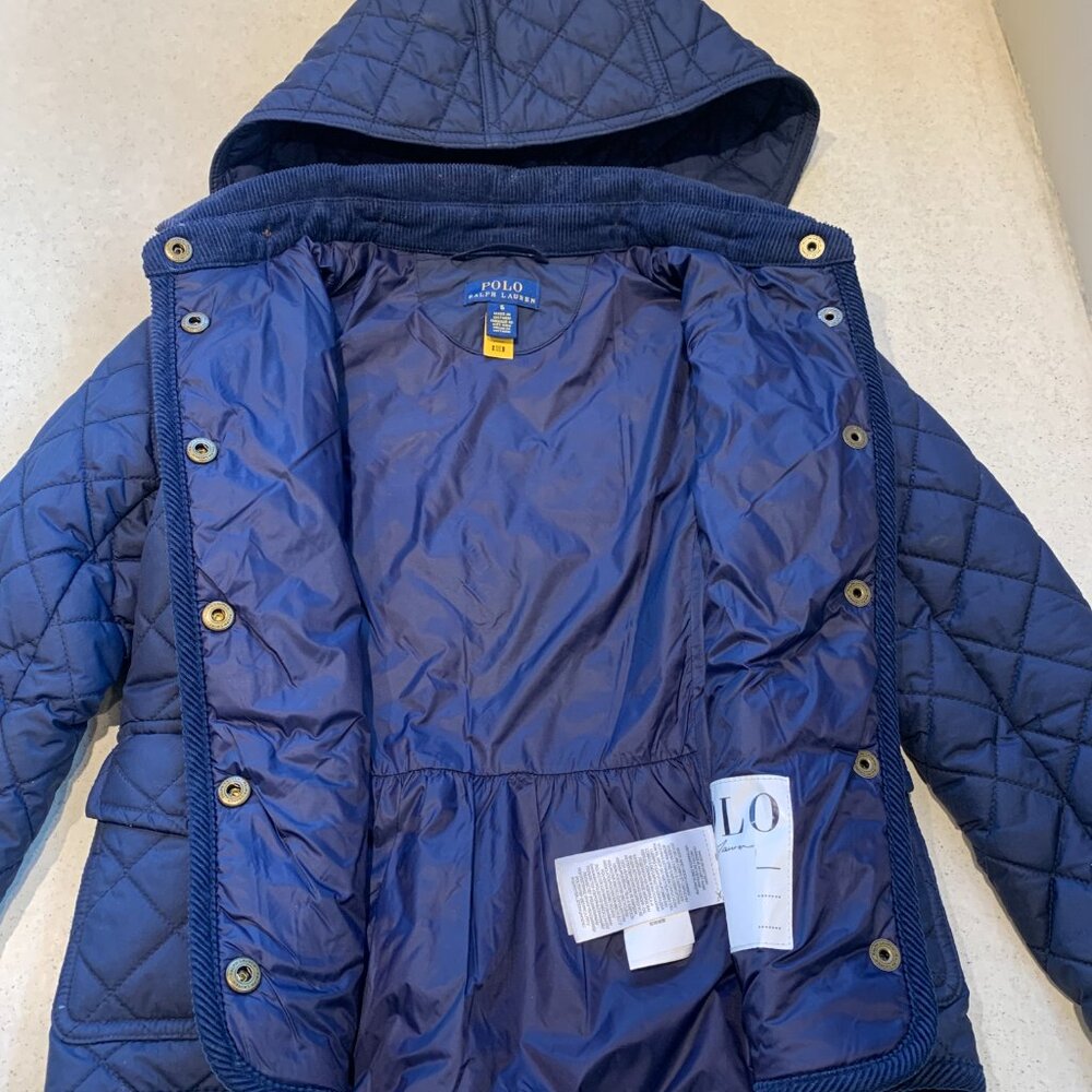 Polo Ralph Lauren Girls Quilted Hooded Jacket – Navy Blue, Size 6 - Picture 7 of 7